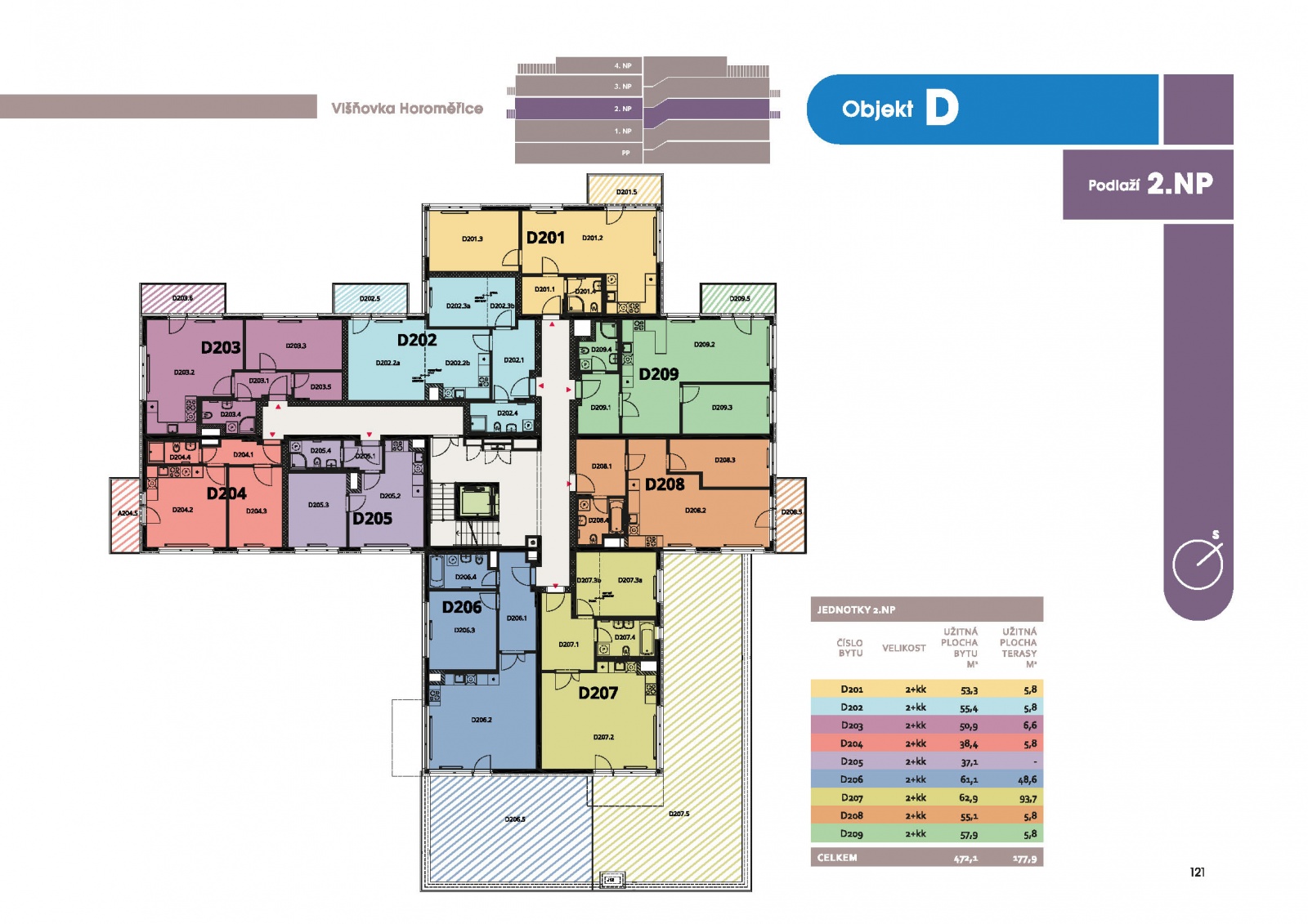 Studio 3+kk, 83.3 m2, Horoměřice, Projekt Višnovka - bytové domy lze i pronájem 