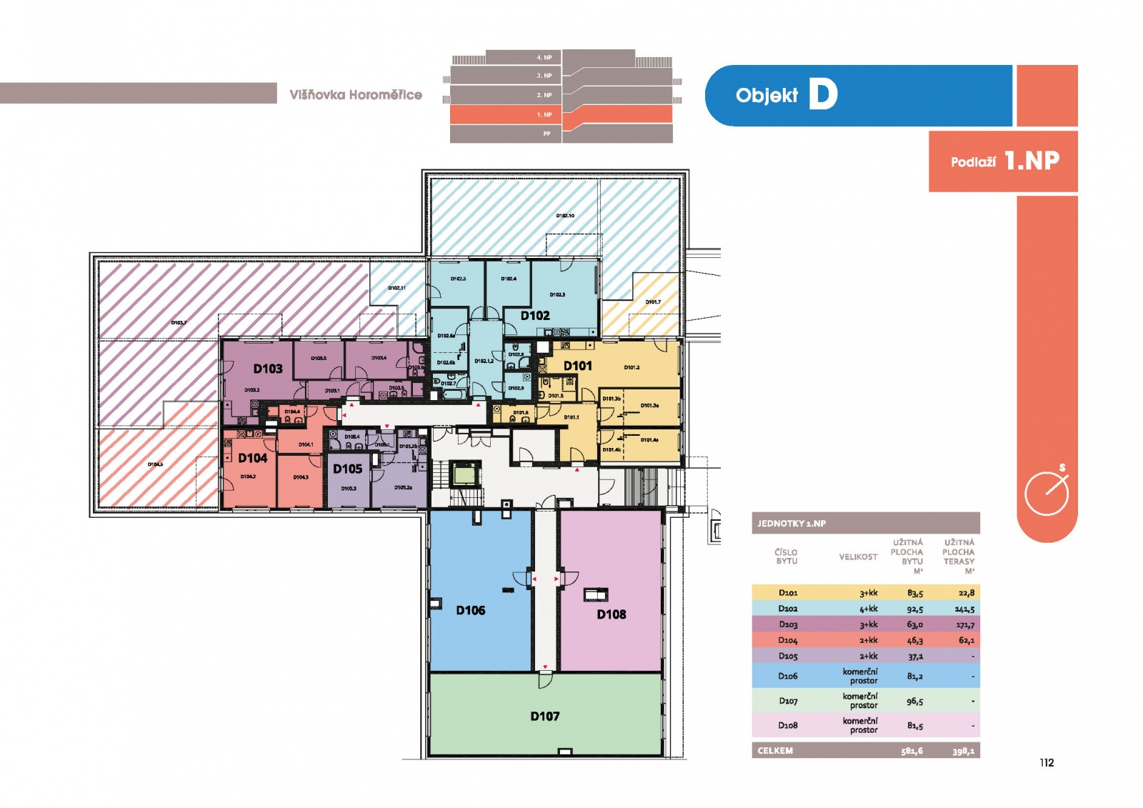 Studio 3+kk, 81.4 m2, Horoměřice, Projekt Višnovka - bytové domy