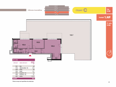 Byt 3+kk, 65.70 m2, Horoměřice, Projekt Višnovka - bytové domy
