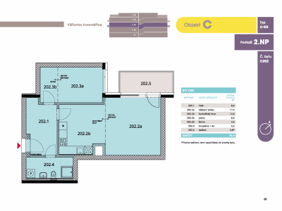Byt 2+kk, 57.10 m2, Horoměřice, Projekt Višnovka - bytové domy