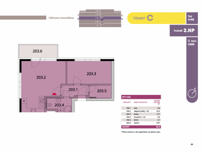 Byt 2+kk, 53.20 m2, Horoměřice, Projekt Višnovka - bytové domy