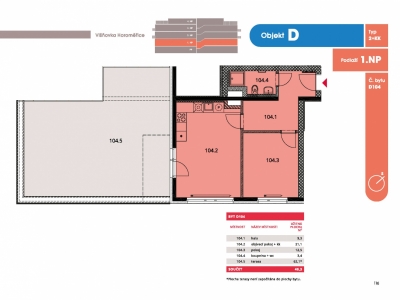 Byt 2+kk, 48.1 m2, Horoměřice, Projekt Višnovka - bytové domy