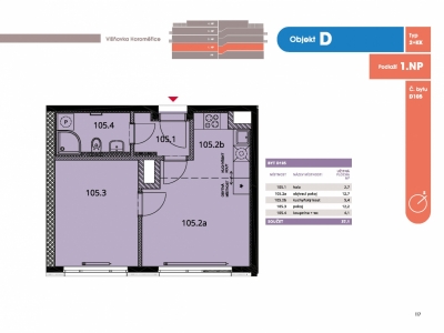 Byt 2+kk, 39.7 m2, Horoměřice, Projekt Višnovka - bytové domy