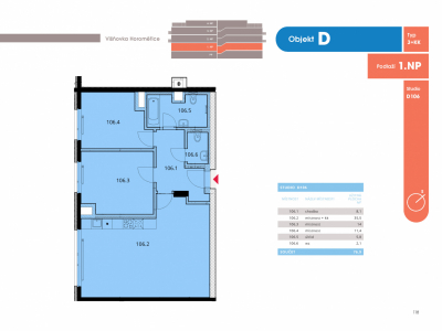 Studio 3+kk, 81.4 m2, Horoměřice, Projekt Višnovka - bytové domy