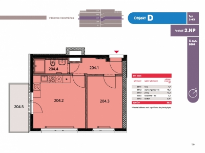 Byt 2+kk, 39.8 m2, Horoměřice, Projekt Višnovka - bytové domy