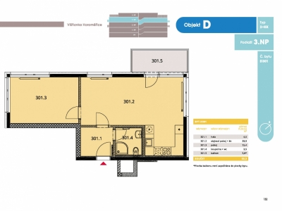 Byt 2+kk, 55 m2, Horoměřice, Projekt Višnovka - bytové domy