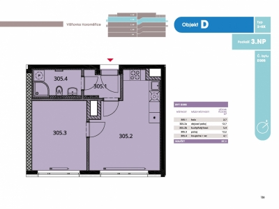 Byt 2+kk, 39.7 m2, Horoměřice, Projekt Višnovka - bytové domy