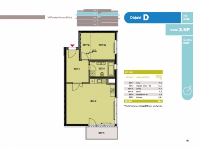 Byt 2+kk, 65.3 m2, Horoměřice, Projekt Višnovka - bytové domy