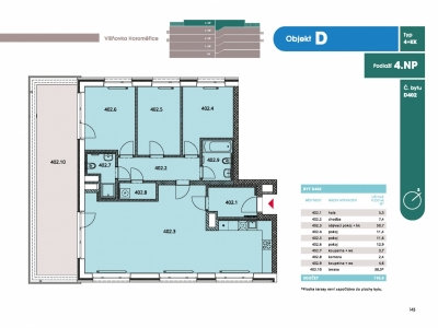 Byt 4+kk, 117.3 m2, Horoměřice, Projekt Višnovka - bytové domy