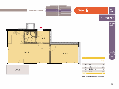 Byt 2+kk, 55 m2, Horoměřice, Projekt Višnovka - bytové domy