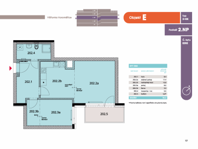Byt 2+kk, 57.1 m2, Horoměřice, Projekt Višnovka - bytové domy