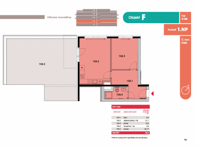Byt 2+kk, 48.1 m2, Horoměřice, Projekt Višnovka - bytové domy