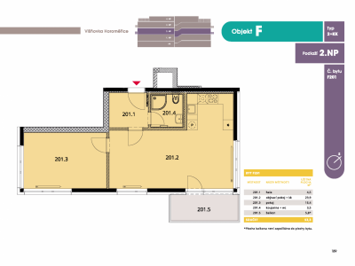 Byt 2+kk, 55 m2, Horoměřice, Projekt Višnovka - bytové domy