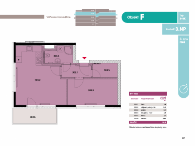 Byt 2+kk, 53.2 m2, Horoměřice, Projekt Višnovka - bytové domy