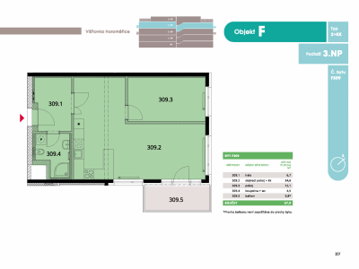 Byt 2+kk, 60.1 m2, Horoměřice, Projekt Višnovka - bytové domy