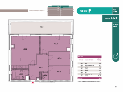 Byt 4+kk, 97.8 m2, Horoměřice, Projekt Višnovka - bytové domy